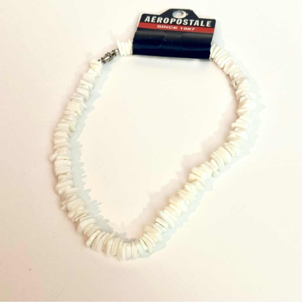 Vintage Aeropostale White Puka Shell Chunky Surfer Boho Choker Necklace 90s NEW